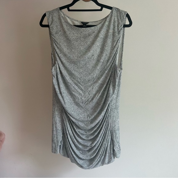 Ann Taylor long polka dot rouched tank top; size: XL - Picture 1 of 4